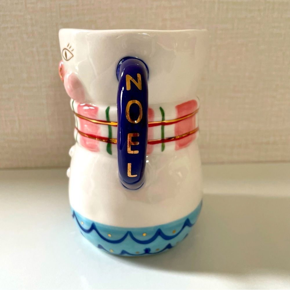 Anthropologie, Christmas Joyeux, Noel Snowman Large Holiday Mug, Bird Ca… - Picture 5 of 9
